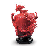 Red/Black 12.6" Porcelain Table Vase