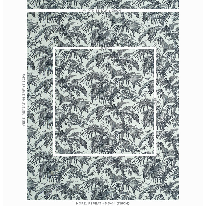 Schumacher x Jill Lasersohn Toile Tropique Fabric, Black