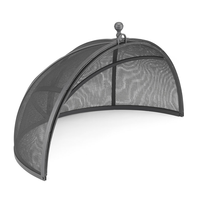 Extra Large Black Powder-Coated Steel Mesh Spark Screen with Lifter