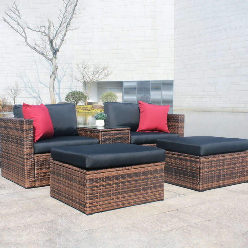 Ensemble modulaire d'extérieur avec coussins 66,03 po Battershell, Noir, noir, noir, noir, Brun