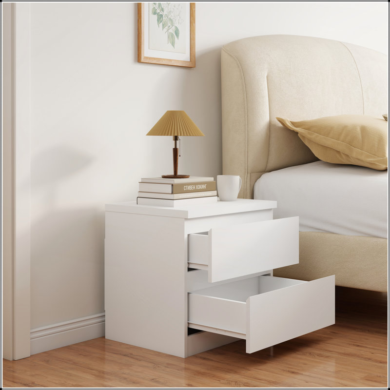 White Nightstand with Thickened Top Plate, White