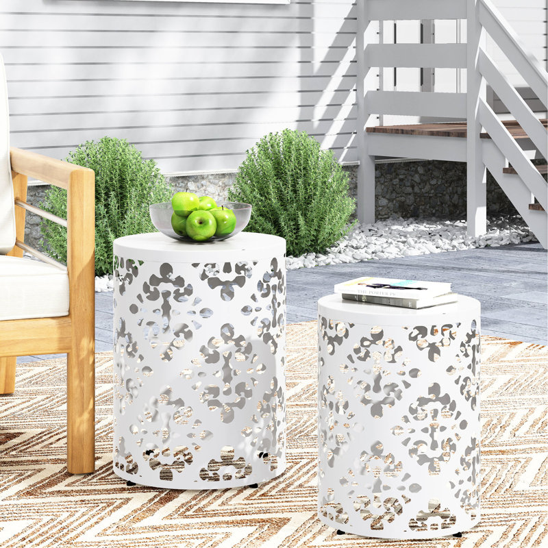 Table de bout en métal S / 2, style moderne avec ajout de fer, blanc et blanc, sans assemblage