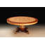 Italian Olive Ash & Rosewood Marquetry Round Dining Table with Gilt Pedestal