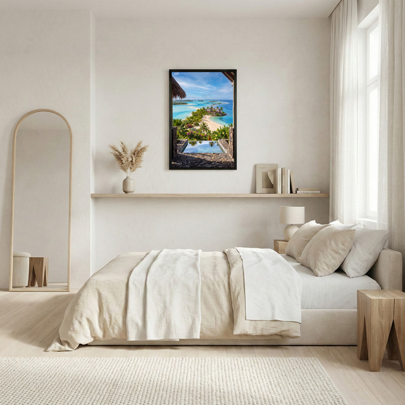 «Tropical Island Resort» avec toile lagon turquoise, 36"H x 24"W