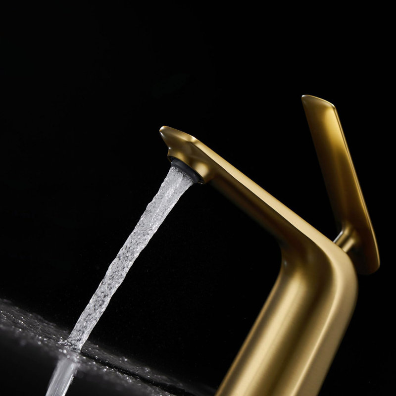 Brushed Gold Bathroom Faucet, Single Hole, Single Lever, Vessel Sink Faucet, Copper, Aerated Stream, 2.2 GPM