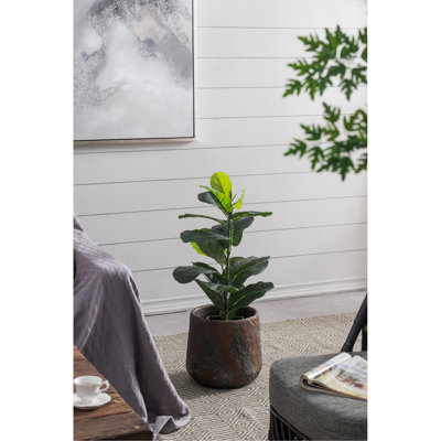 Petit pot de fleurs d'intérieur en ciment 12,6 x 12,6 x 11,8 po