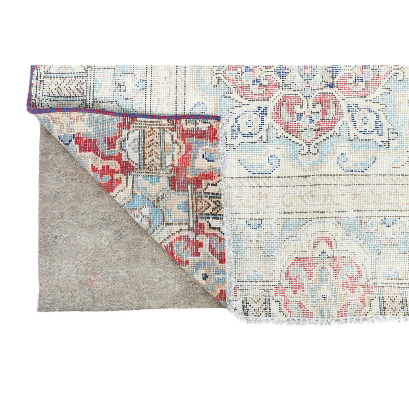 Tapis oriental bleu unique 7X9 One-of-a-Kind