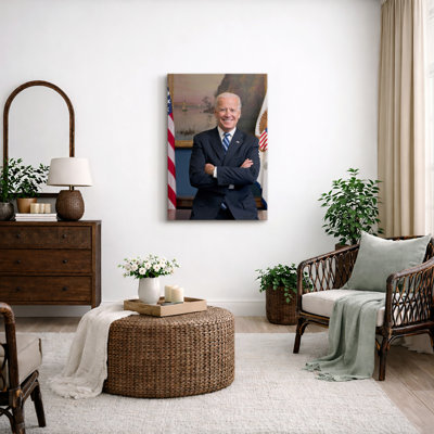 «Joe Biden Formal Office Portrait», chef de file des États-Unis, reproduction d'art sur toile encadrée
