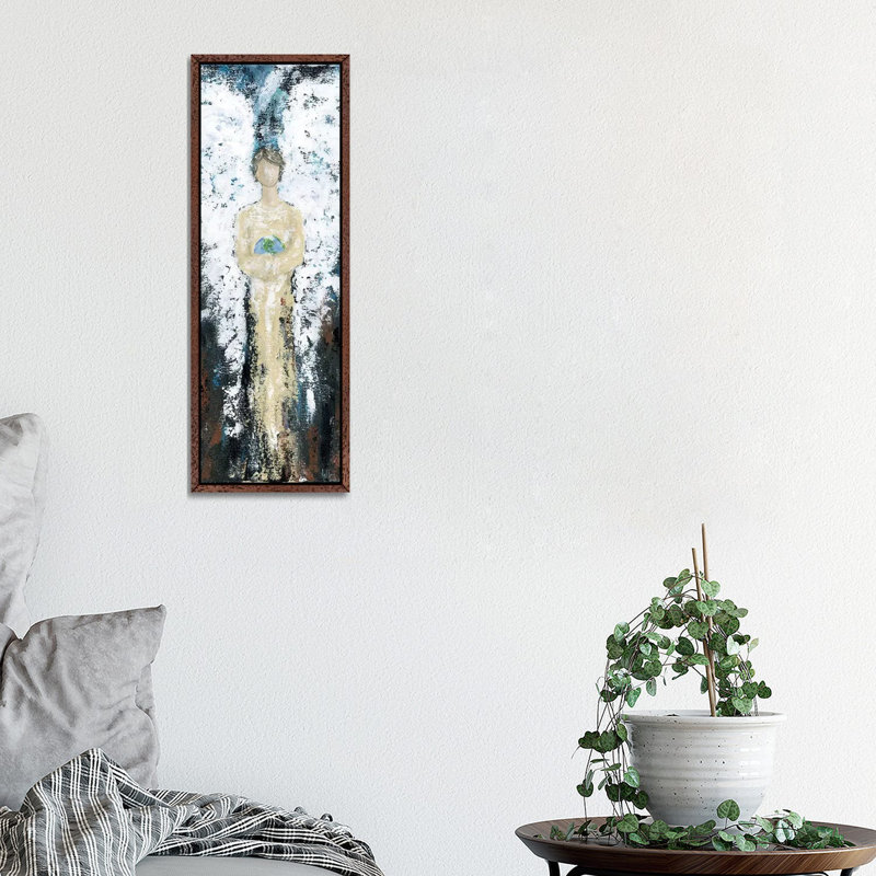 Angel World by Ashley Bradley - Panoramic Painting on Canvas, Classic Brown Wood Framed, 30.48 cm H x 91.44 cm W