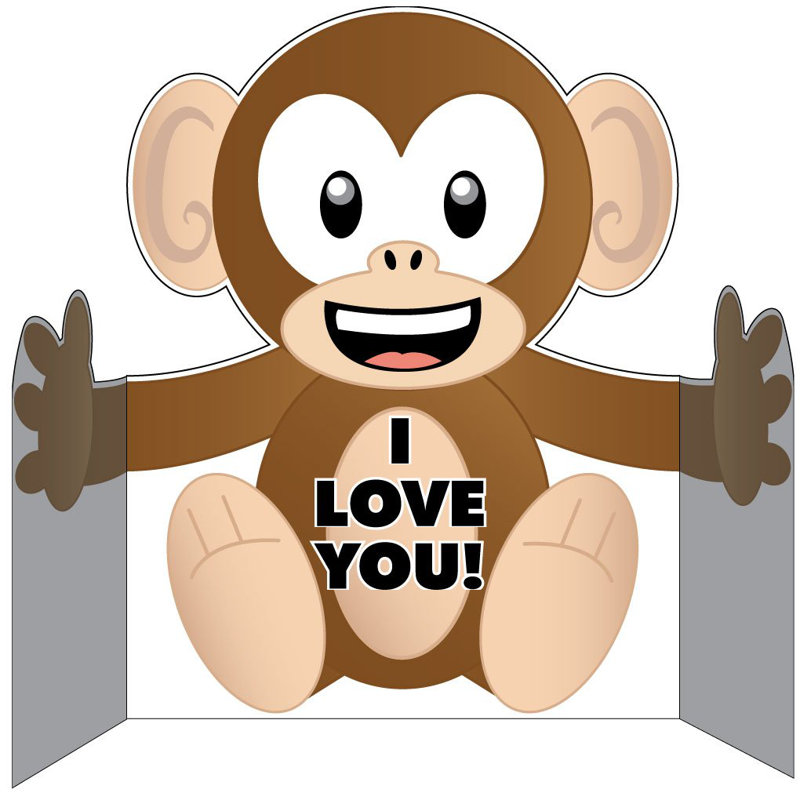 Carte de saint-valentin géante avec singe
