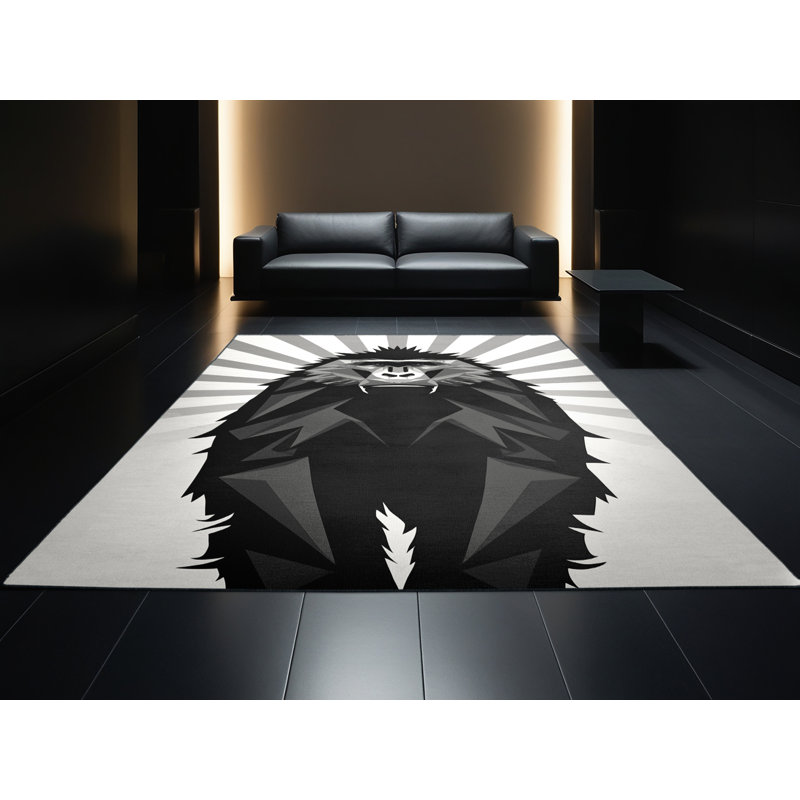 Tapis géométrique moderne lavable à la machine Pavli Baboon - gris, 7 x 9