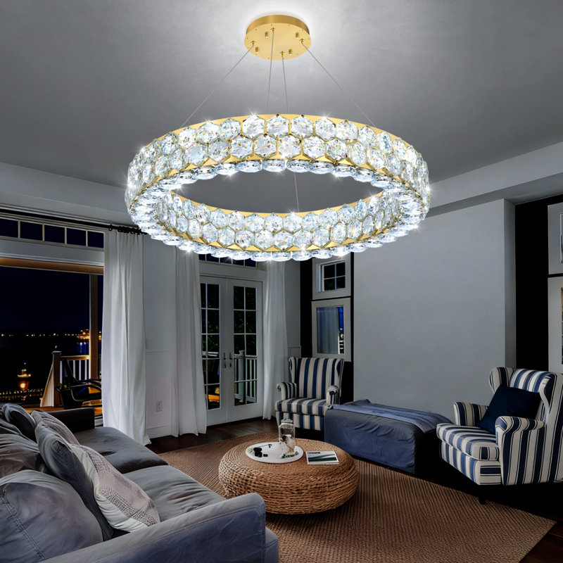Lustre à DEL à intensité variable Crytsal, Doré