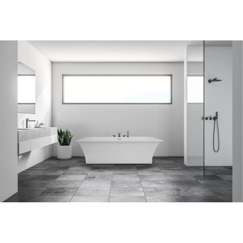 Studio 70" x 36" Freestanding Soaking Acrylic Bathtub, Matte Black
