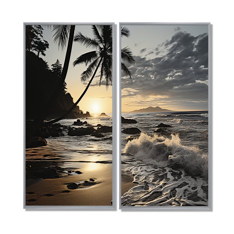 Oldenburg - Large Coastal Beach Canvas Prints, 40" H x 40" W, Silver, Floater Framed Print