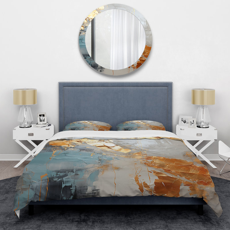 Ensemble de housse de couette moderne et or III, Housse de couette pour très grand lit et 2 très 