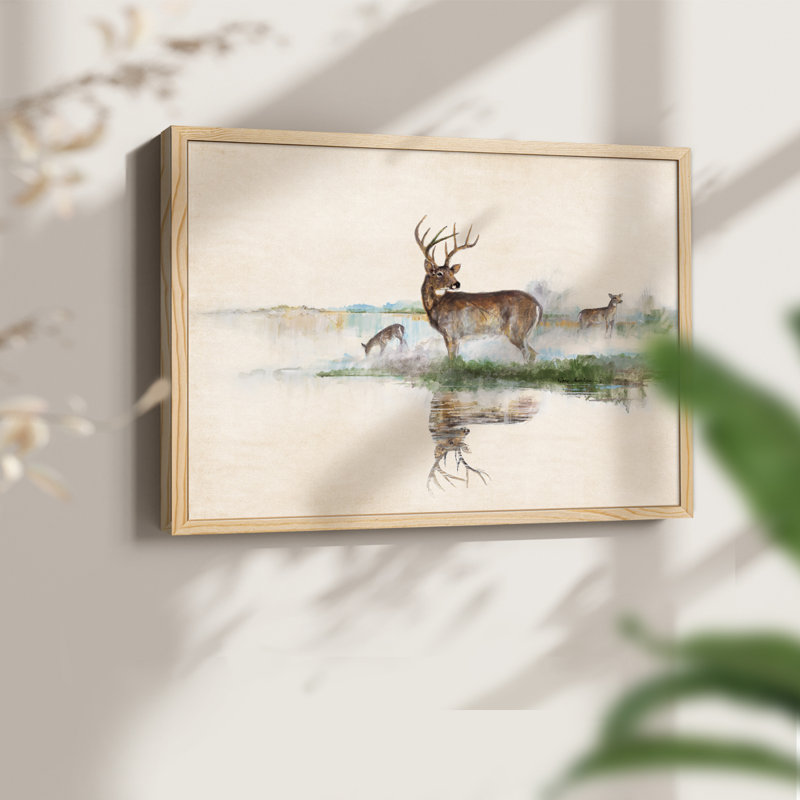 Misty Deer -Framed Print - Restickable, H 8 po x l 10 po, Naturel