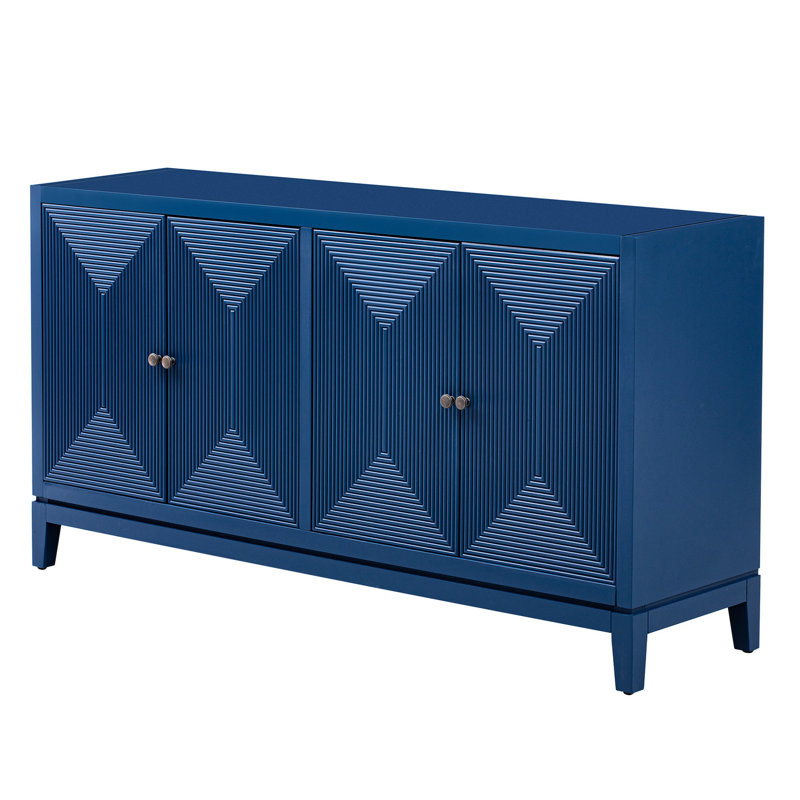 Armoire avec décoration de lignes verticales et rangement pratique à motif de buffet élégant, Marine