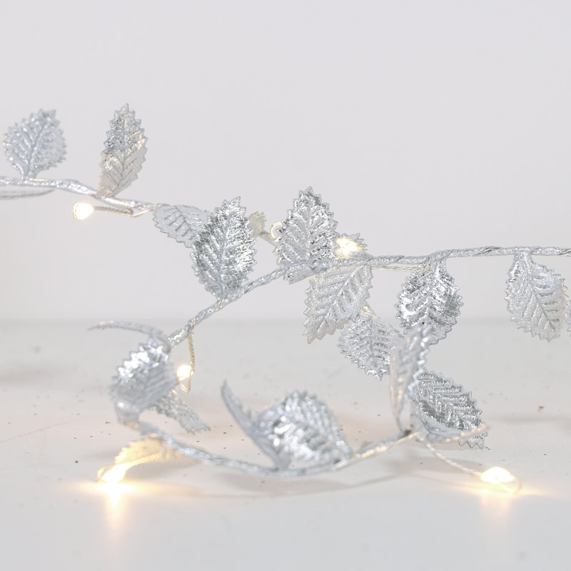 200cm Lighted Faux Garland with Lights, Silver