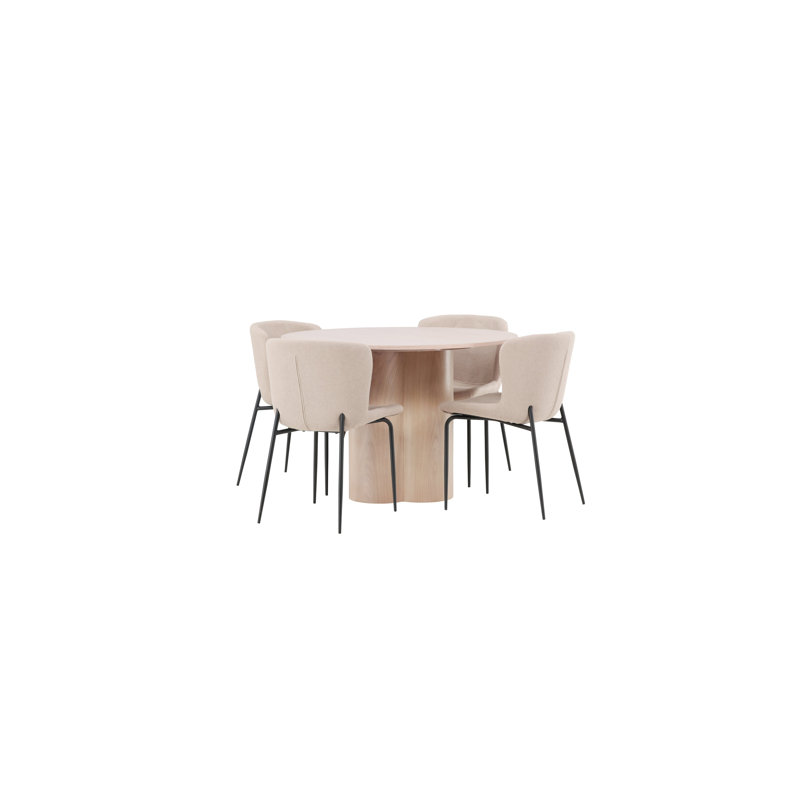 Melrose 4 - Person Dining Set, White, Dark Grey, Dark Grey