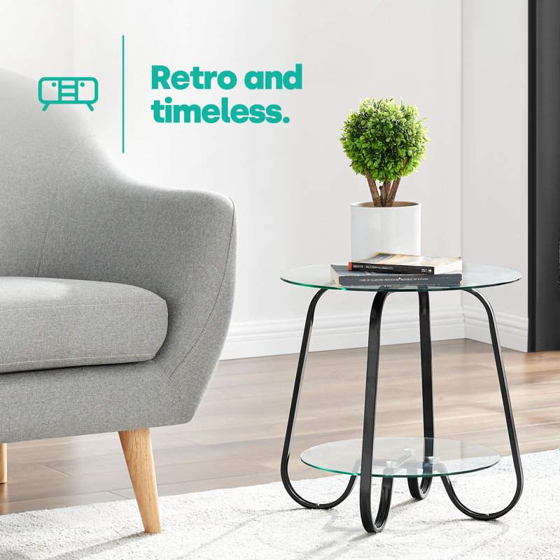 Cromartie Glass Top Frame End Table