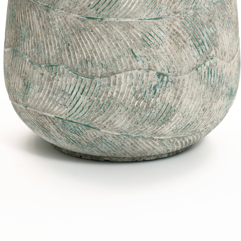 Jardinière ronde rustique en ciment multicolore, intérieur et extérieur, 15" H x 18.3" W x 18.3" D