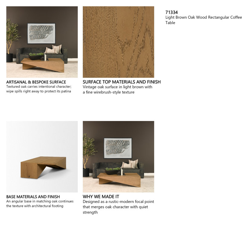 West Solid Wood Coffee Table, Brown