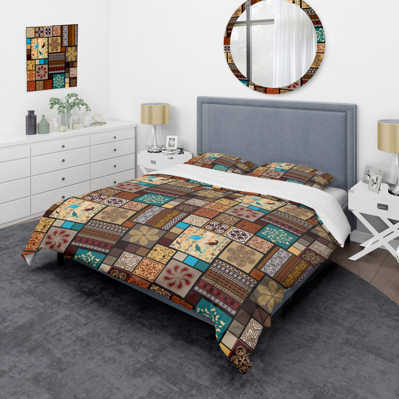 Ensemble de housse de couette multicolore, Housse de couette pour grand lit et 2 taies décor