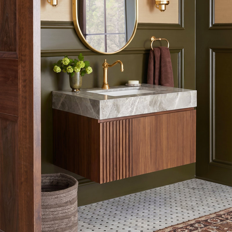 Luxstone Modern Luxury Vanity with Sintered Stone Countertop and Ceramic Basin, Espresso