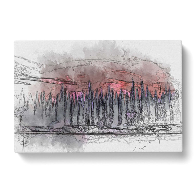 Cypress Trees In Abstract - Wrapped Canvas Print, 50cm H x 76cm W x 3cm D