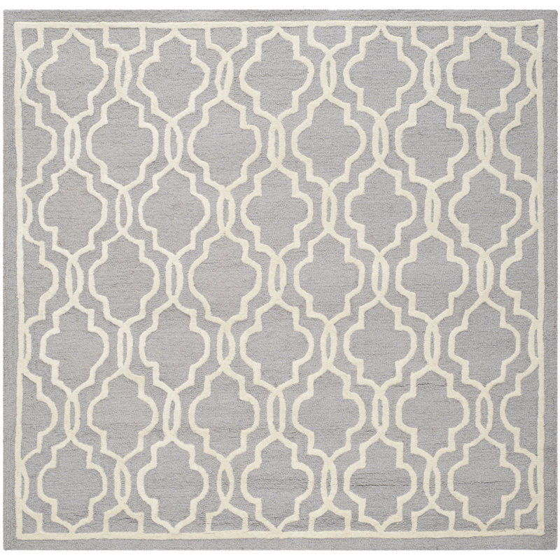 Cannen Hand Tufted Wool Geometric Rug, Square 6'