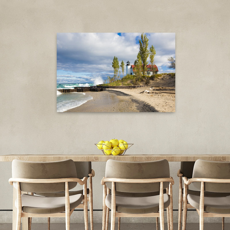Lighthouse on the coast Point Betsie Lighthouse Lake Michigan Benzie County Frankfort Michigan USA 1 Piece Wrapped Canvas Wall Art
