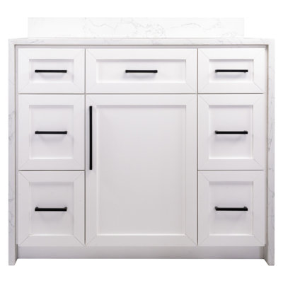 Akalya 42'' Waterfall Bathroom Vanity with Engineered Stone Vanity Top
