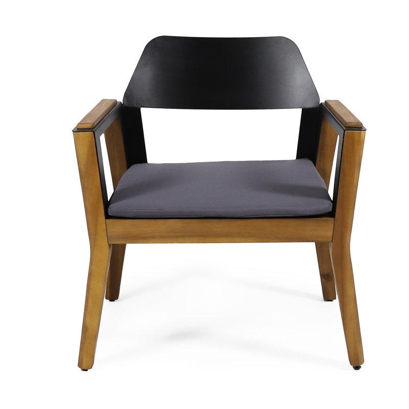 Chaises club d'extérieur en bois 2 pièces, coussins d'eau, style transitionnel polyvalent pour la cour, le jardin, la terrasse, le balcon, processus d'assemblage rapide de 2 avec une conception hydrofuge