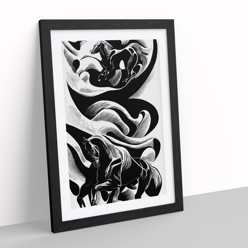 Monochrome Horse No.2 - Framed Print, Black, 64cm H x 46cm W x 2cm D