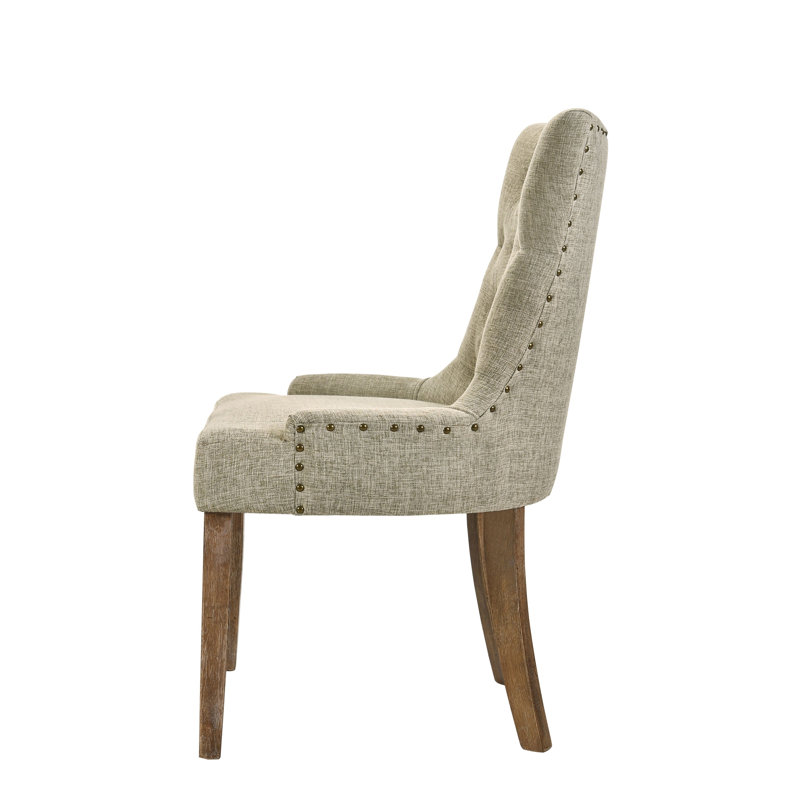 Ensemble de 2 chaises parsons à dossier capitonné beige et chêne récupéré (ensemble de 2)