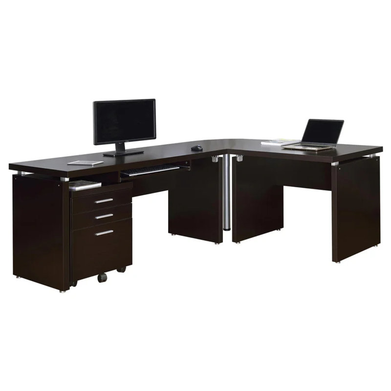 Bureau en L Skylar avec classeur mobile Cappuccino