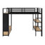 Structure de lit mezzanine avec garde-robe, lit mezzanine en métal avec tablettes de rangement et panneau perforé