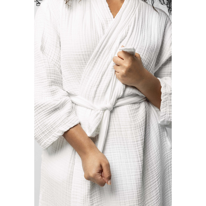 Muslin Cotton Kimono, XXL, White