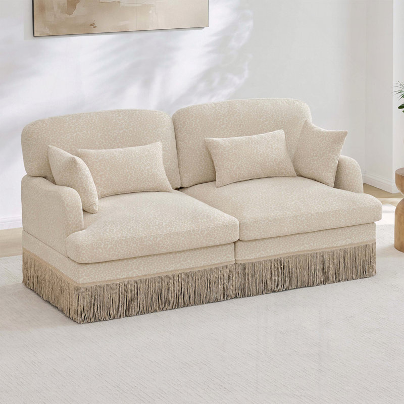 Canapé Comfy en chenille à imprimé léopard, Beige