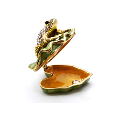 Cristaux autrichiens beiges avec grenouille sur lis