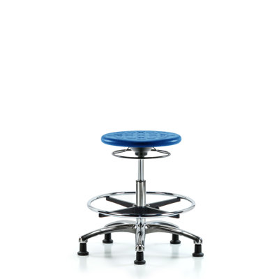 Huron Adjustable Height Ergonomic Lab Stool with Footring Pedestal Base