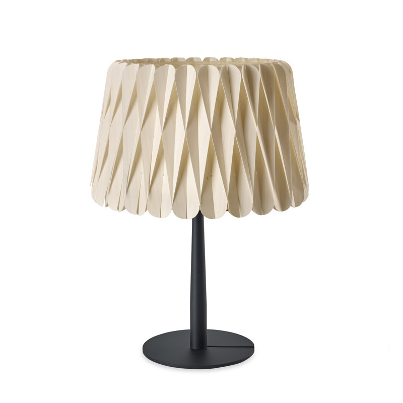Lola Table Lamp, Natural Beech, Matte Black, 20.9" H x 15.4" W x 15.4" D