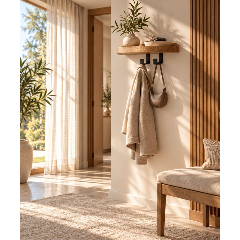 Portemanteaux mural Woody | Support de rangement peu encombrant pour vestibule ou chambre à coucher