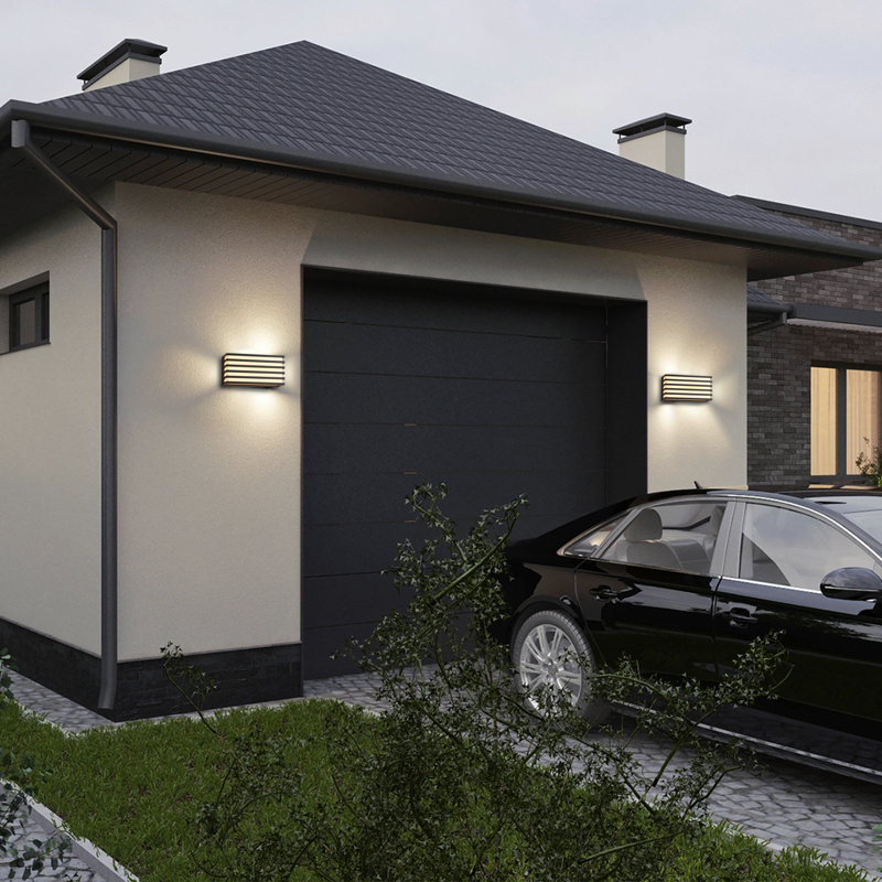 Luminaires muraux d'extérieur à DEL modernes en aluminium noir (ensemble de 2)