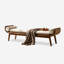 Banc vintage rétro en bois massif et rotin pour salon et chambre-280482354