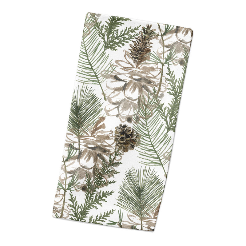 Skokie Cotton Twill Floral Square Napkin, White