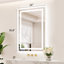 Miroir de salle de bain avant et arrière en verre trempé avec éclairage à DEL-1510304808