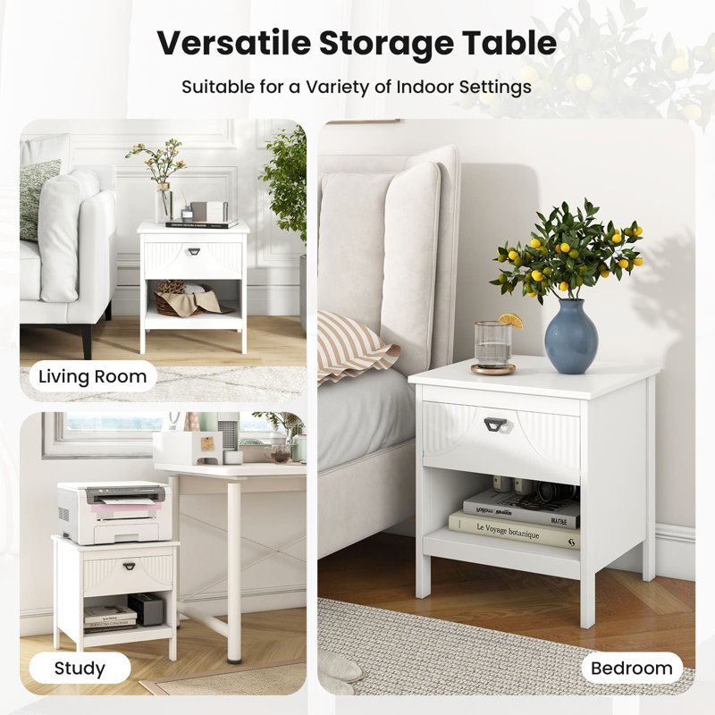 45cm W Manufactured Wood Bedside Table