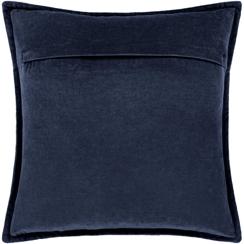 Coussin décoratif en velours de coton Edgar Square, Bleu, Polyester/ bourre en polyester, H 18 po x l 18 po