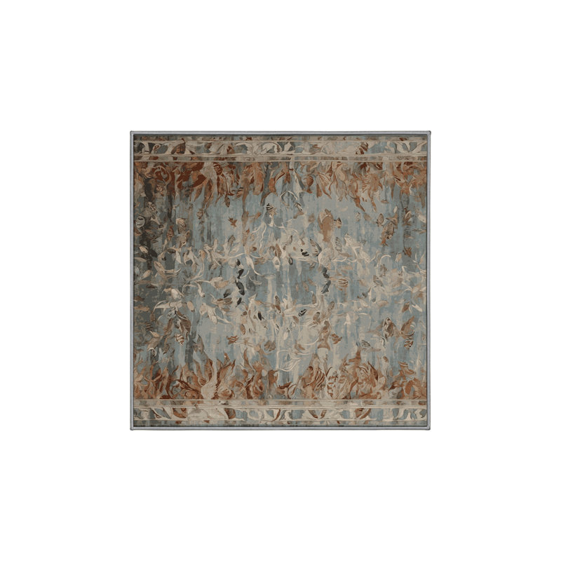 Machine Washable Gray Area Rug, Square 3'